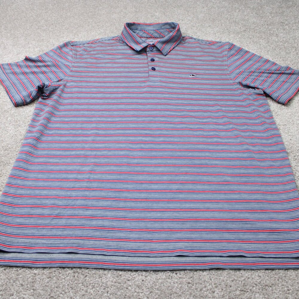 Vineyard Vines Performance Polo Shirt Mens Large Red/Blue Striped Stretch S/S - Picture 3 of 14